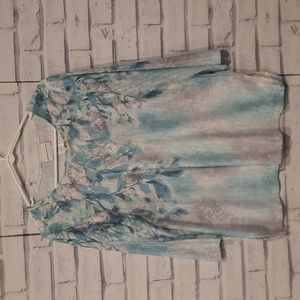 Alfred Dunner Women's Size M Blouse Top Green Gray Butterfly Beaded